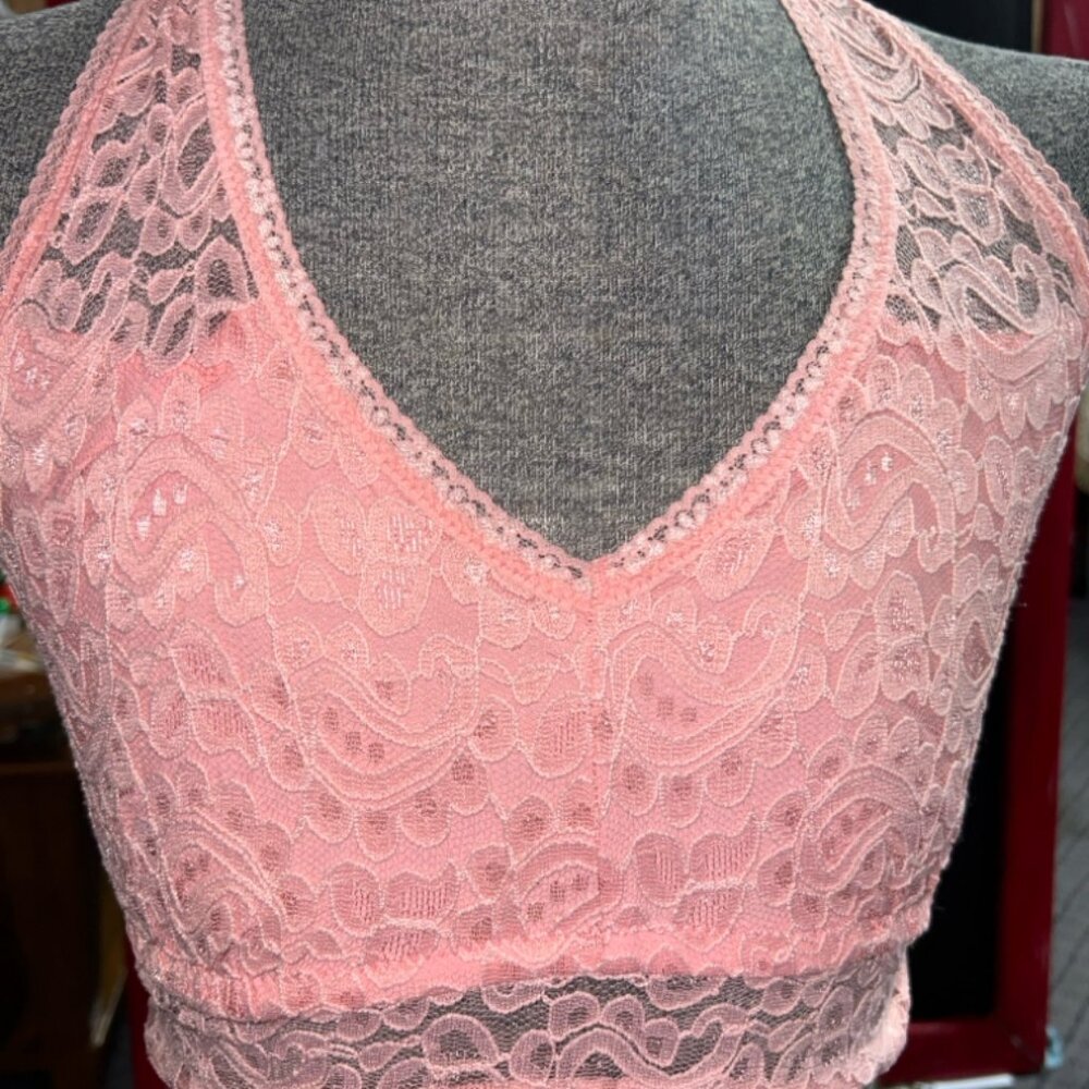Maurices‎ Women 0 Butterfly Lace Pink Razorback Stretch Bralette (GS1)